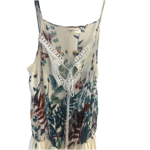 Ace Fashion Maxi Floor Woman's Sz L Spaghetti Strap Summer Cottage Fairy Crochet - Picture 12 of 16